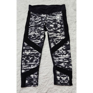 Soul Cycle Women's Black Spacedye Cropped Cycling Spin Workout‎ Leggings. Size L